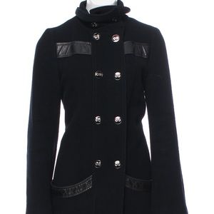 Beautiful Mackage Wool Coat pleated leather trim💖